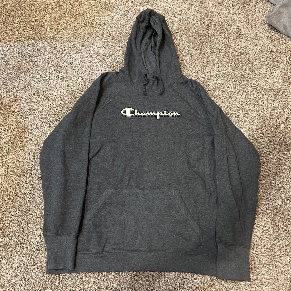 Women's Champion Gray Embroidered Hoodie Size XL Hooded Sweatshirt